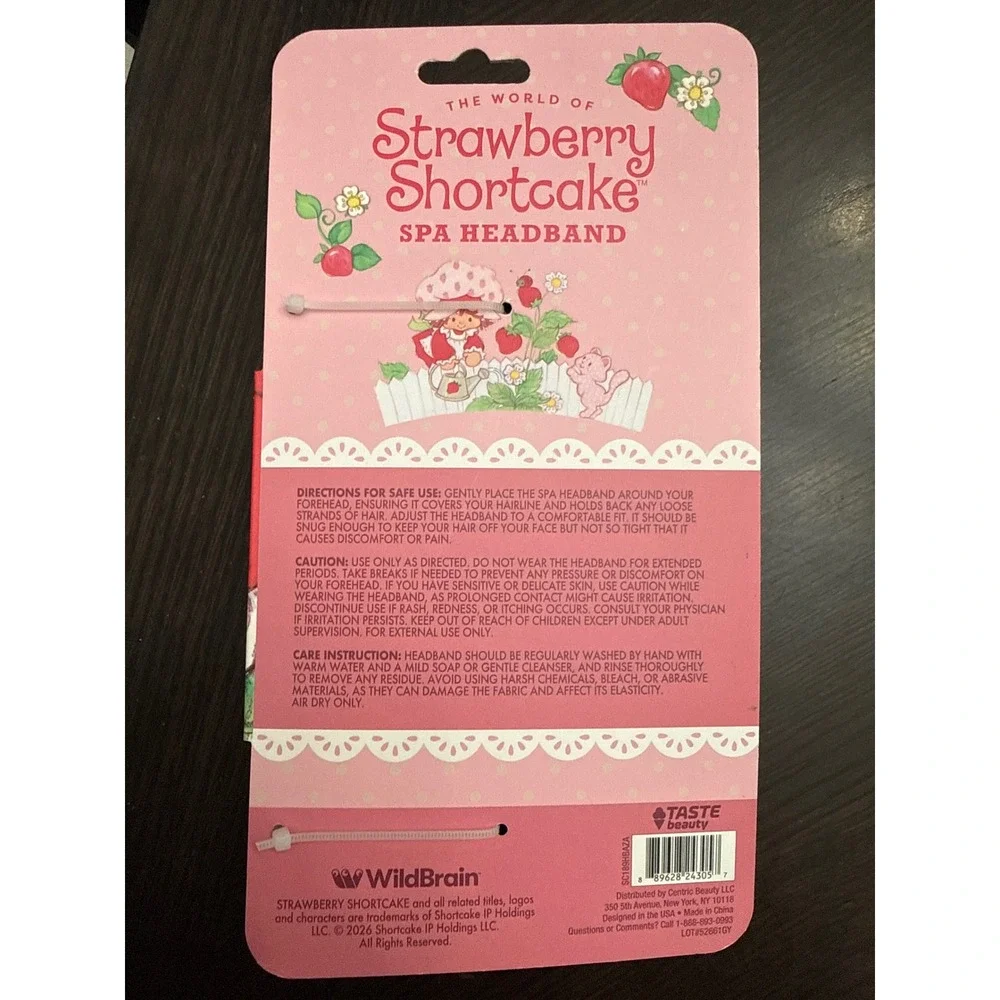 Strawberry Shortcake Spa Headband Pink Plush with Strawberry‎ Appliques NEW